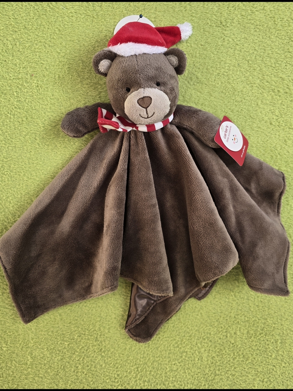 NWT MINT 16.5 x 16.5 IN Unisex SECURITY BLANKET TEDDY BEAR - Red Santa Hat (Q2)